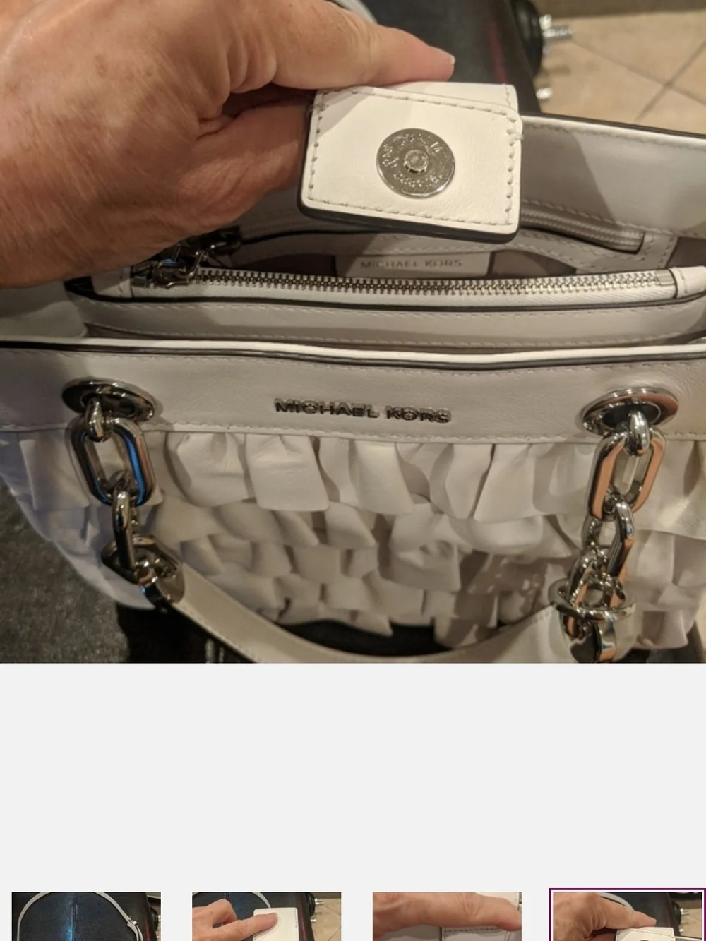 MICHAEL KORS Ivory Ruffle Leather Shoulder Bag ***NEVER USED***NEW